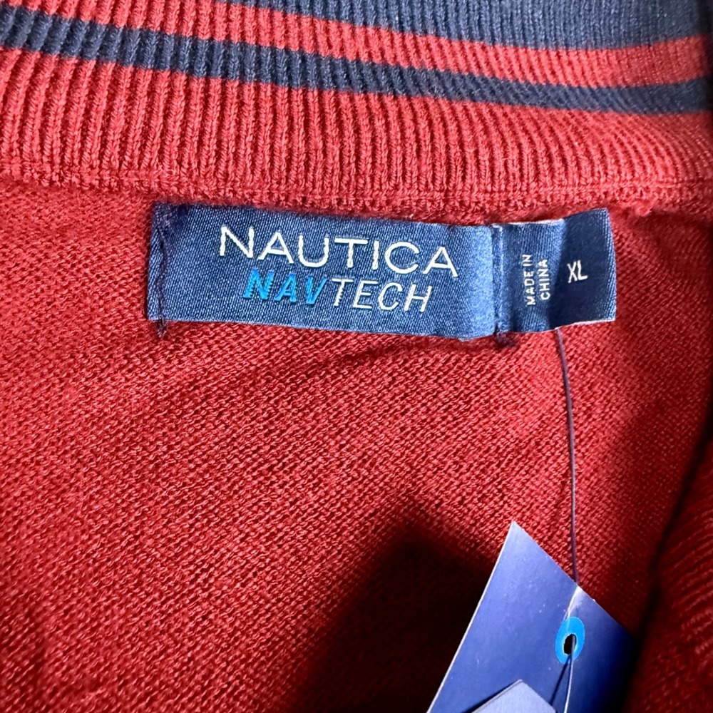 Nautica NavTech Mens XL Burgundy Red Quarter Zip Pullover Sweater NWT - Picture 3 of 6
